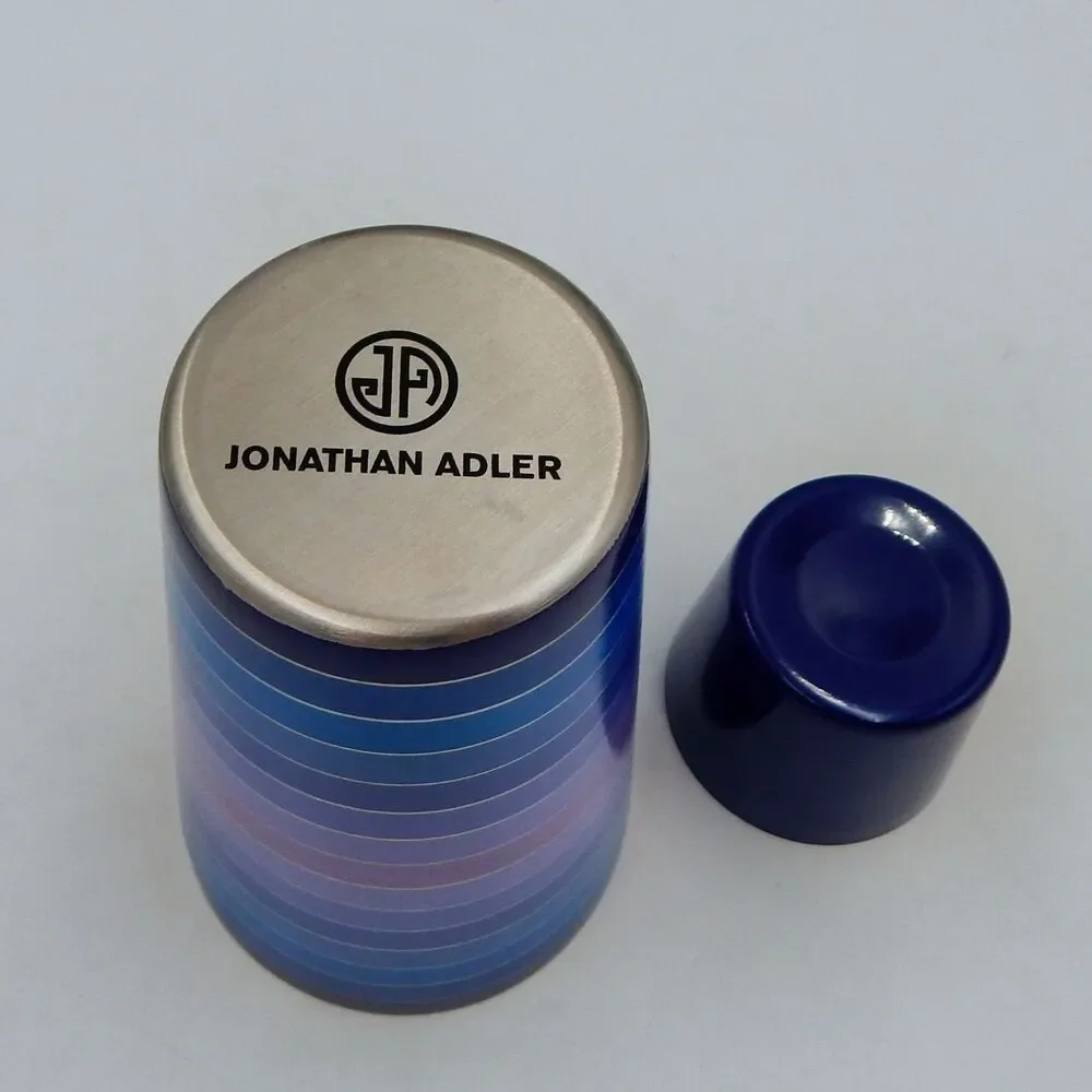 Jonathan Adler SCALA 18 oz Aluminum Blue Striped Cocktail Shaker Jigger NIB